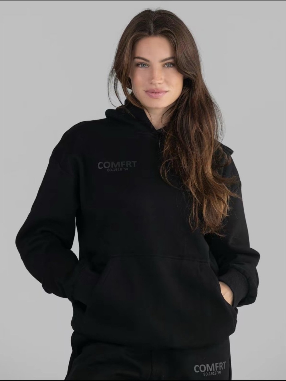 Comfort black coordinates thick warm hoodie New Large